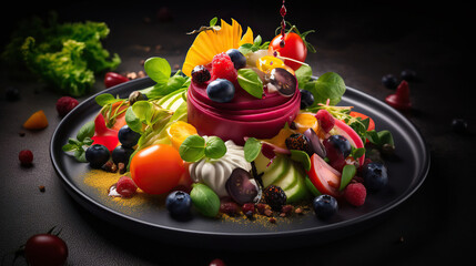 Art on a Plate, A Colorful and Delicious Culinary Masterpiece. Generative AI