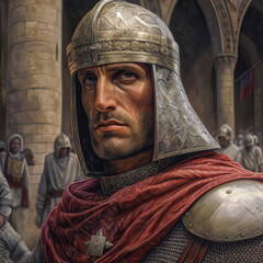 Crusader knight, Generative AI portrait