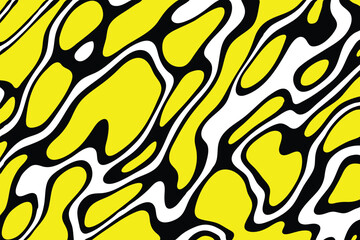 Abstract yellow black and white background with wavy and curvy shapes 