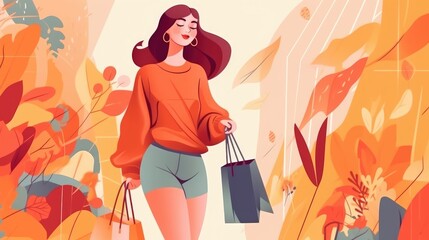 Girl laughing and having fun while shopping