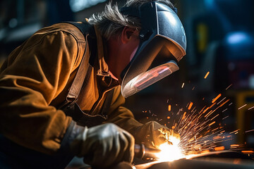 Fachkraft bei der Arbeit mit Schweißgerät