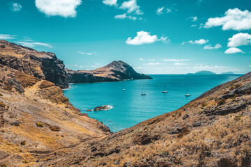 Fototapeta na wymiar Scenic view on the beautiful foothills of the Madeiran island. São Lourenço, Madeira Island, Portugal, Europe.