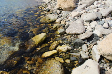 heaps of stones by the beach
