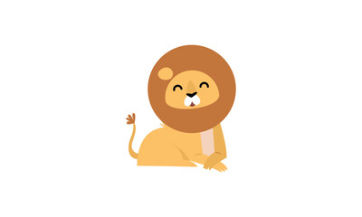 Flat Cute Lion Minimalistic Cartoon 