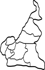 doodle freehand drawing of cameroon map.