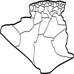 doodle freehand drawing of algeria map.