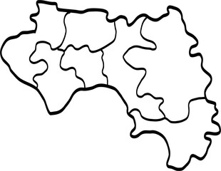 doodle freehand drawing of guinea map.