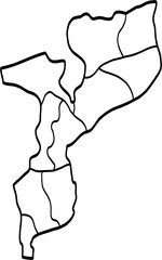 doodle freehand drawing of mozambique map.