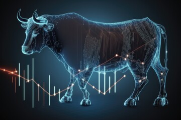 Stock market bull market trading graph. Financial concept market place stock exchange, generative AI