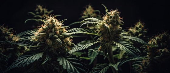 cannabis plant with flowering buds , Generative AI