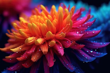 Macro shot of a Colorful Blooming Flower - Generative AI