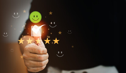 customer satisfaction survey concept get maximum satisfaction Rating excellent service experience Evaluation of product quality, customer service Satisfaction reviews the best quality.