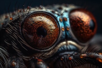 Intricate Macro Shot of Spider's Eye Detail - Generative AI