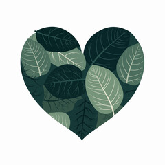 heart shape made out of stylized leaves vector illustration