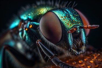 Intricate Macro Shot of Fly's Eye Detail - Generative AI
