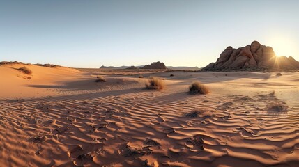Fototapeta na wymiar Vast Arid Desert Landscape Stretching to the Horizon - Generative AI
