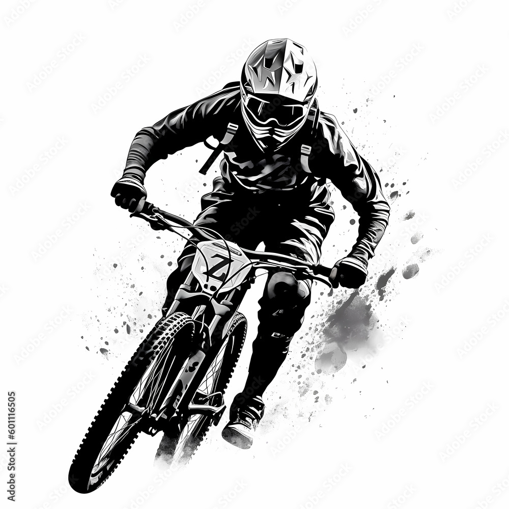 Wall mural Mountain Biker Design. Generative AI