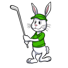 sport funny animal rabbit  playing golf