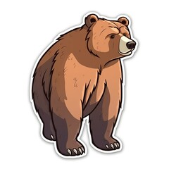 Cartoon sticker of a wild bear over white background. Generative AI illustration