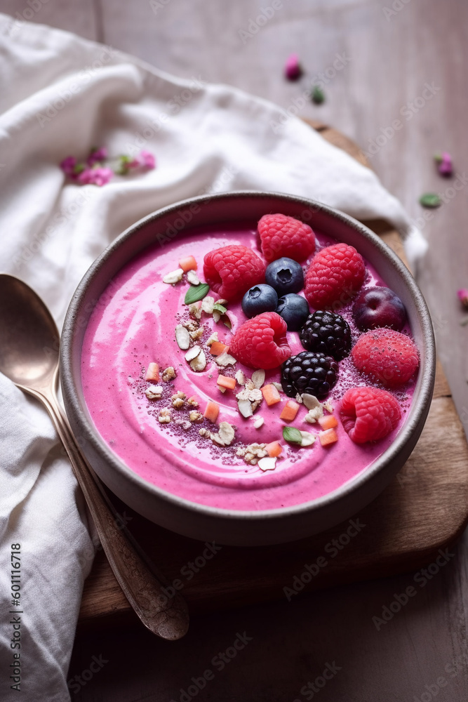 Canvas Prints Smoothie in a bowl. Generative ai

