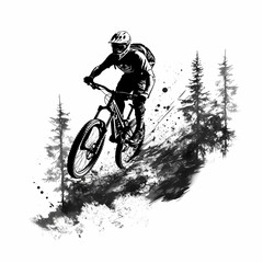 Mountain Biker Design. Generative AI