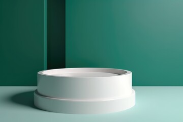 abstract minimal empty podium with bright colors to display products on a raised graphical area, 3D style generative ai Illustration