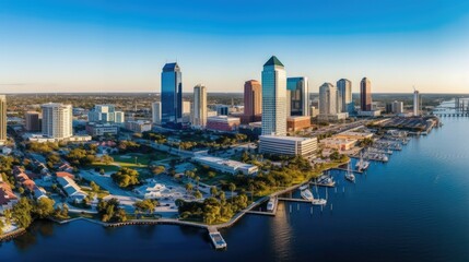 Aerial panorama of Tampa, Florida skyline - obrazy, fototapety, plakaty