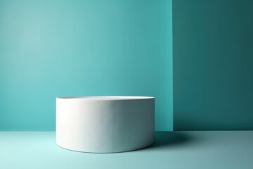 abstract minimal empty podium with bright colors to display products on a raised graphical area, 3D style generative ai Illustration