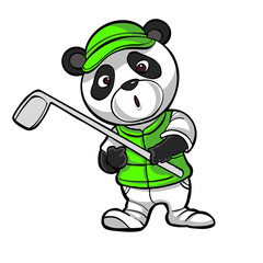 sport funny animal panda playing golf
