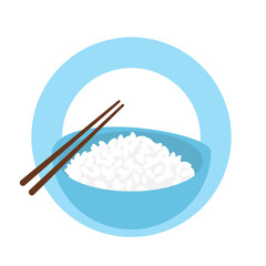 Rice bowl with chopsticks and and circle ring on white backgrounds vector illustration.