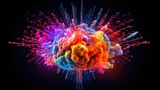Human brain exploding with idea, knowledge, and creativity