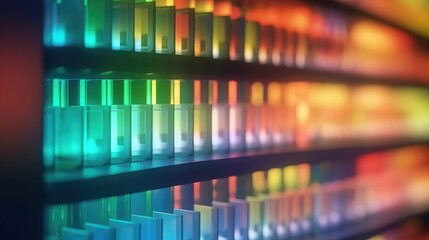 Abstract blurred background with bokeh lights and a shelving unit in a shop