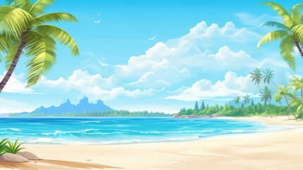 Naklejka na ściany i meble White sandy tropical summer beach background