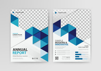 Business abstract vector template for Brochure, AnnualReport, Magazine, Poster, Corporate Presentation, Portfolio, Flyer, Market, infographic with blue color size A4, Front and back.