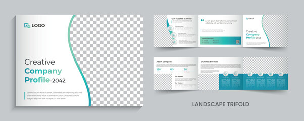 land scape trifold brochure template, magazine, catalog, landscape, business.