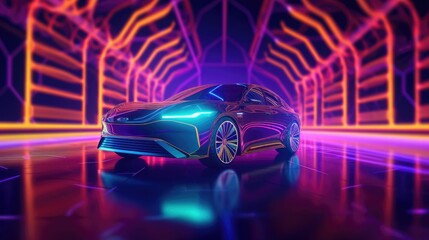 Generative AI Illustration of Futuristic Neon Electronics