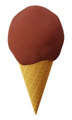 3d rendering of cholocate ice cream cone isolated.