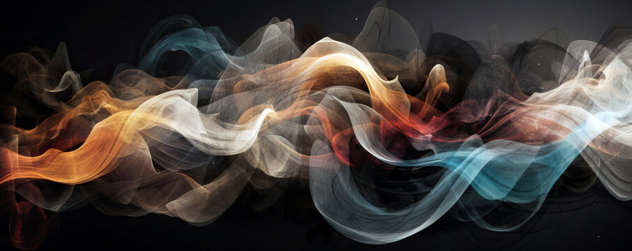 abstract background colorful waves show in darkness