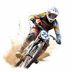 Downhill Biker Illustration. Generative AI