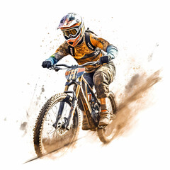 Downhill Biker Illustration. Generative AI