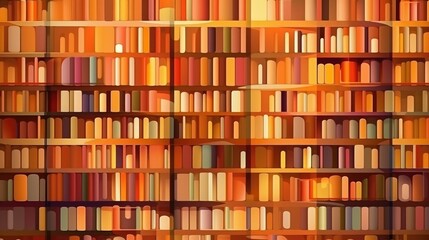 Bookshelf background in warm colors
