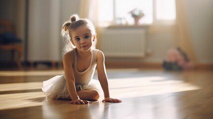 Portrait of a little ballerina stretching