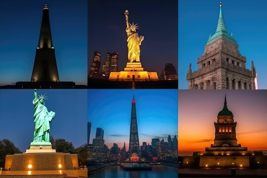 Landmarks, famous monuments, significant statues, iconic