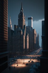 City skyline Chicago, Illinois, City streets, Travel and tourism, Poster