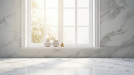 Marble table with white stucco wall background