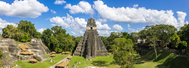 Ancient Mayan Tikal Pyramids in Guatemala, a major tourist attraction.