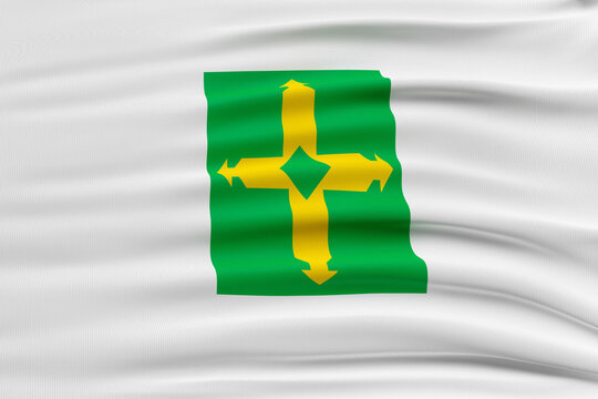 Flag of the Brazilian state of Distrito Federal on fabric realistic 3d render