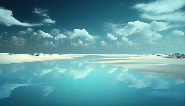 Horizon and sky Blue and white Nothing in the sea on a quiet morning, but the shape of the clouds is fantastic, Abstract, Elegant and Modern AI-generated illustration