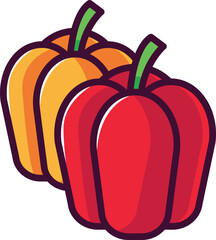 Red and yellow bell pepper vegetable vector illustration cartoon icon
