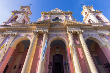 Central cathedral in Salta Plaza of 9 of July Plaza 9 De Julio in historic city center.